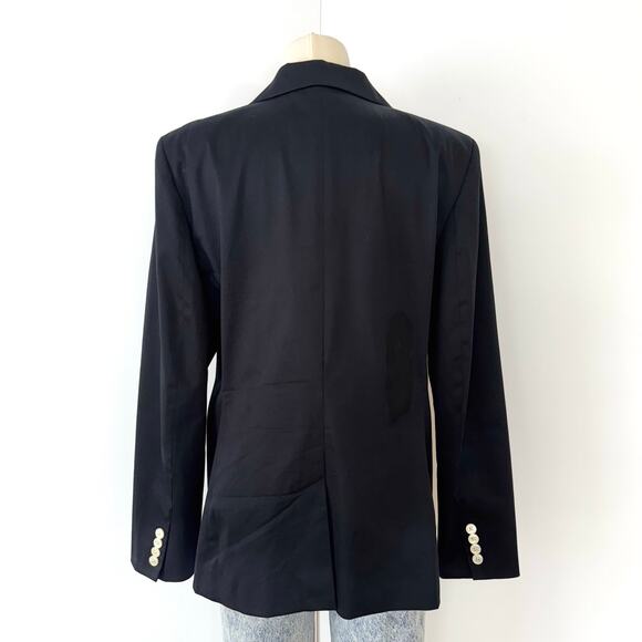 Lauren Ralph Lauren Two-Button Blazer Jacket Cotton Embroidered Logo Black 16 - Picture 6 of 11